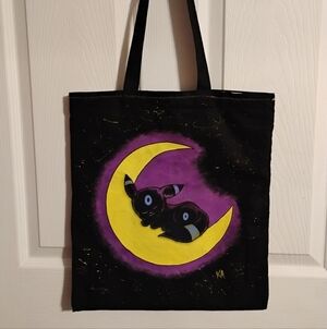 Hand Painted Tote Bag with Sleeping Baby Umbreon